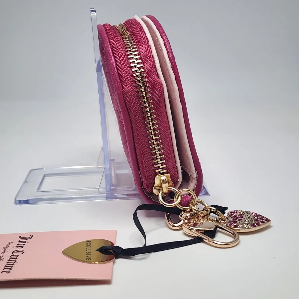 Juicy Couture Raspberry Tart Quilted Coin Purse with Mirror NWT Hot Pink Glam